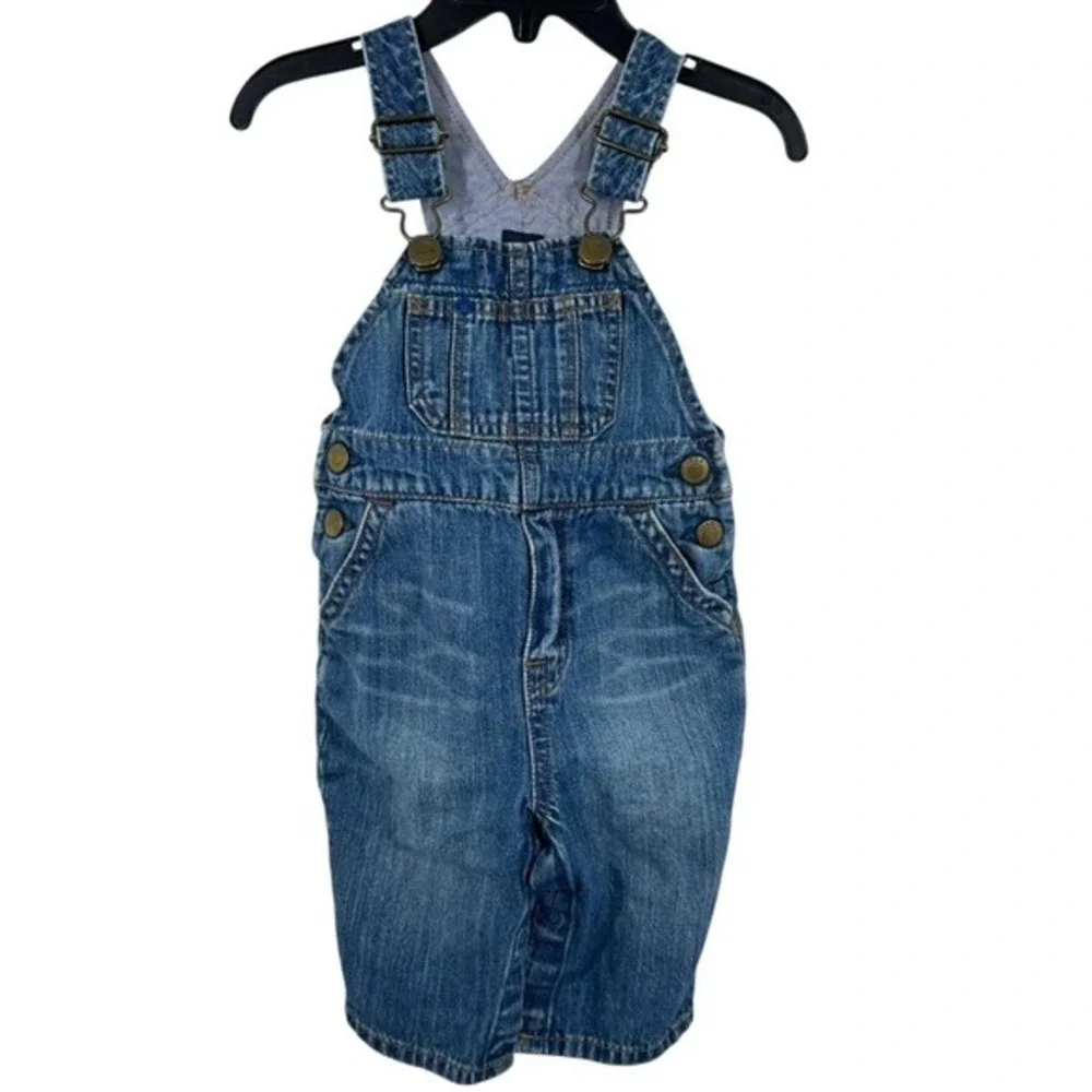 Baby Gap Denim Overalls 3-6 Months‎ Blue Jean Adjustable Straps Cute